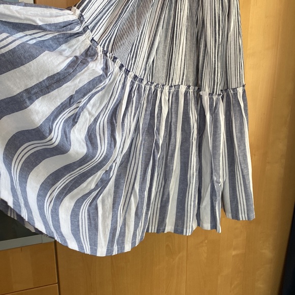J. Crew Chambray Cover Up Tiered Dress in Blue Striped Chambray size S - Picture 2 of 8
